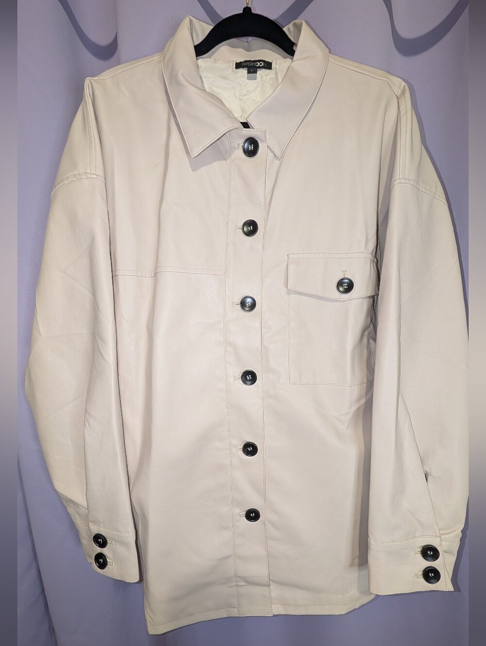 Papermoon - EUC - Cream Faux Leather Shacket - Picture 5 of 8